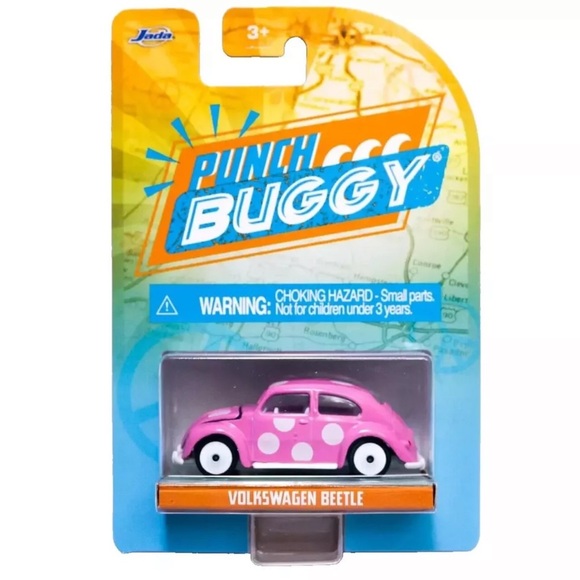 New Jada Punch Buggy Slug Bug Volkswagen Beetle Pink Pola Dot Diecast Model Car - Picture 1 of 2